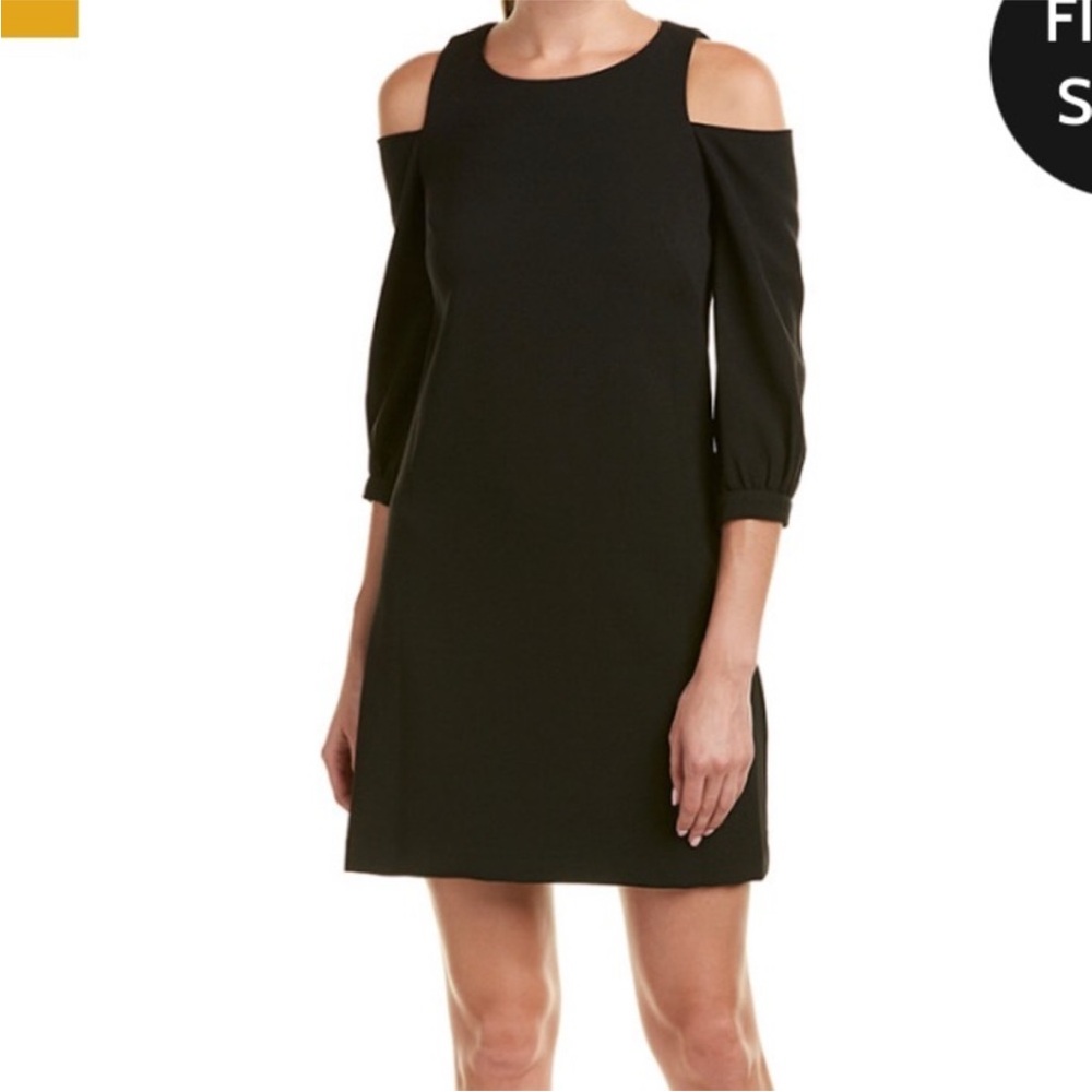 $139 Eliza J. Crepe Cold Shoulder Cocktail Dress Black